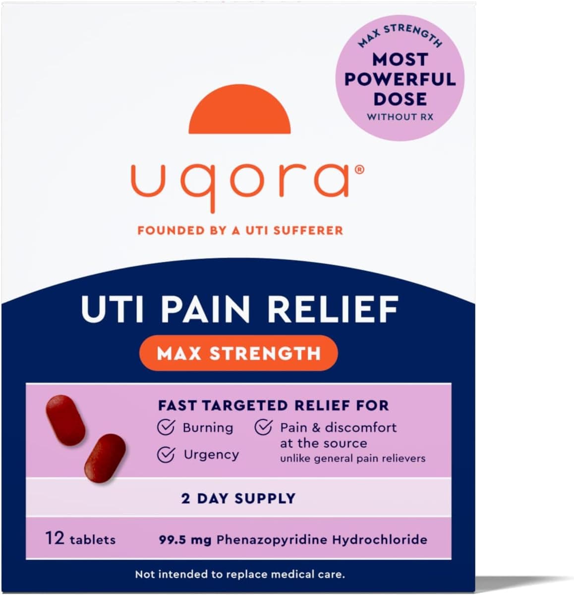 Uqora maximum strength UTI pain relief tablets