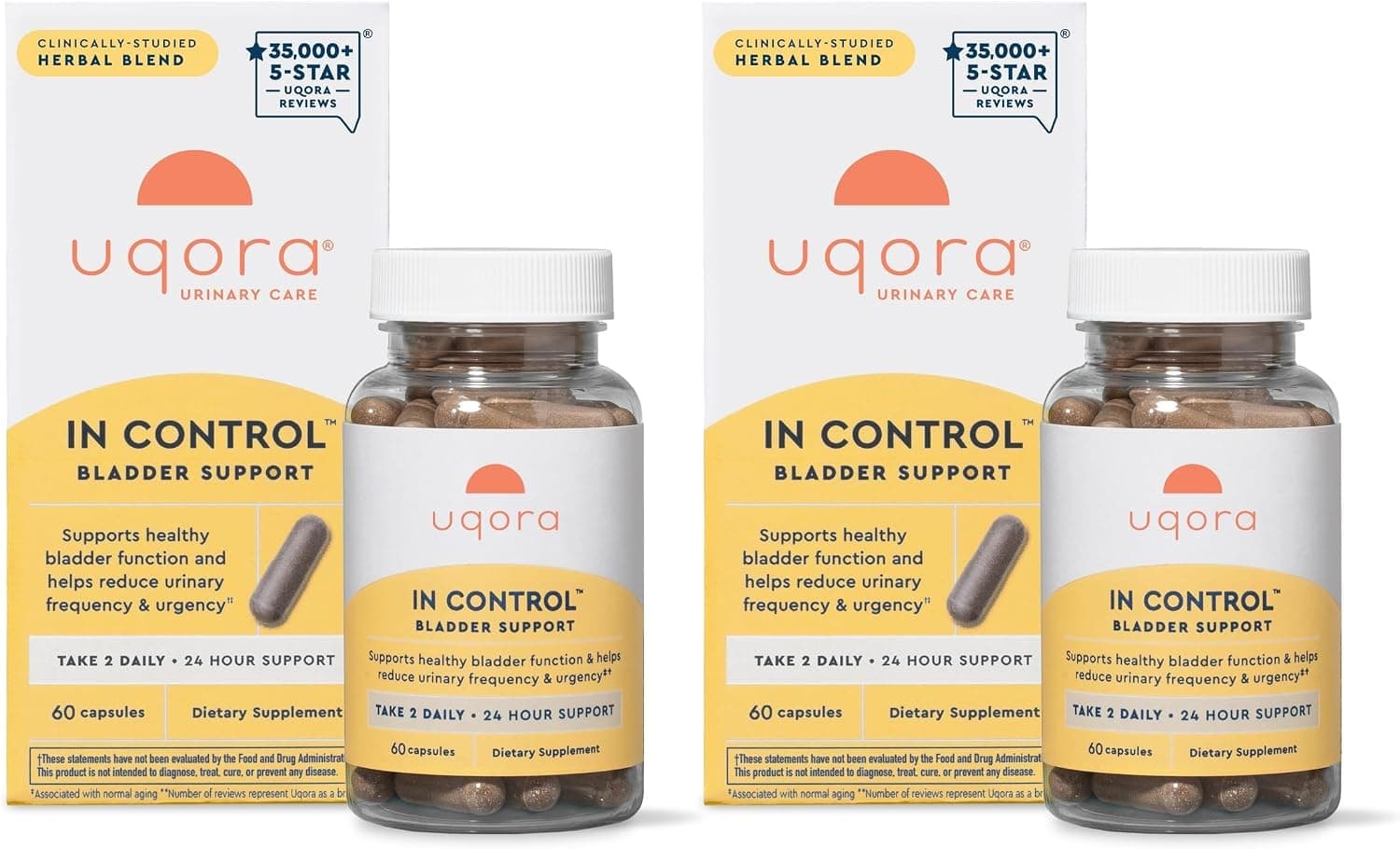 Uqora In Control bladder support capsules with herbal blend