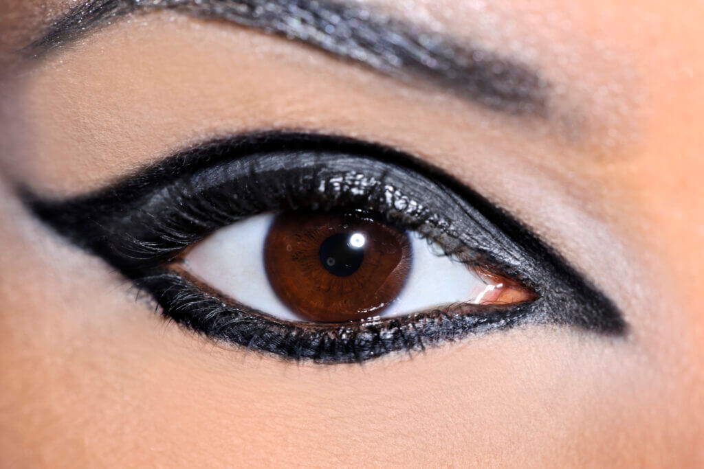 brown eye with black eyeliner