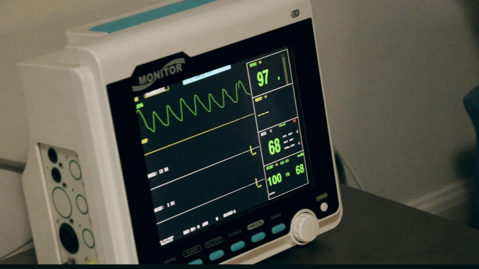 Rural US Town Outraged as Only Hospital Forced to Close Its Doors Black and white hospital heart monitor showing 97% reading