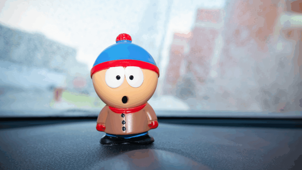 Figurine of Stan Marsh from the animated show South Park placed on a white background