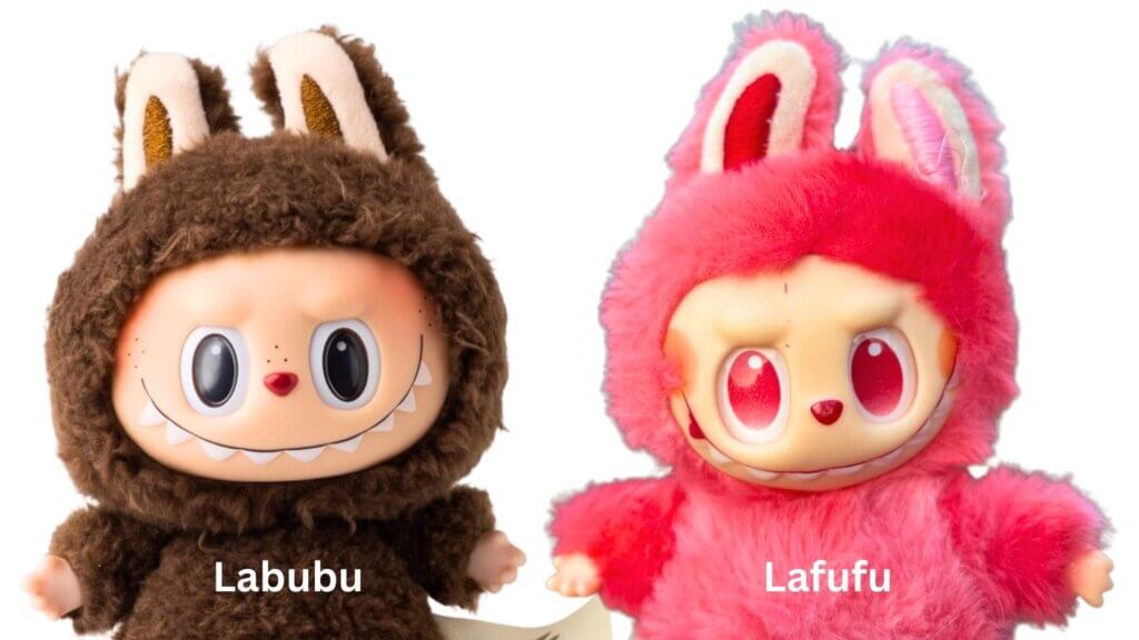 Side by side of Labubu and fake "Lafufu"