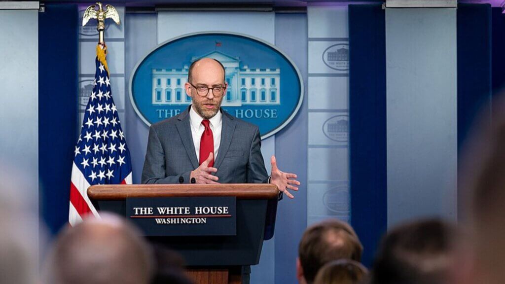 Acting Director of the Office of Management and Budget Russell Vought answers a reporter’s question at a press briefing Monday, March 11, 2019, in the James S. Brady Press Briefing Room of the White House. (Official White House Photo by Tia Dufour)