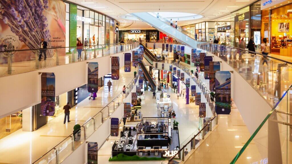 The inside of a shopping mall
