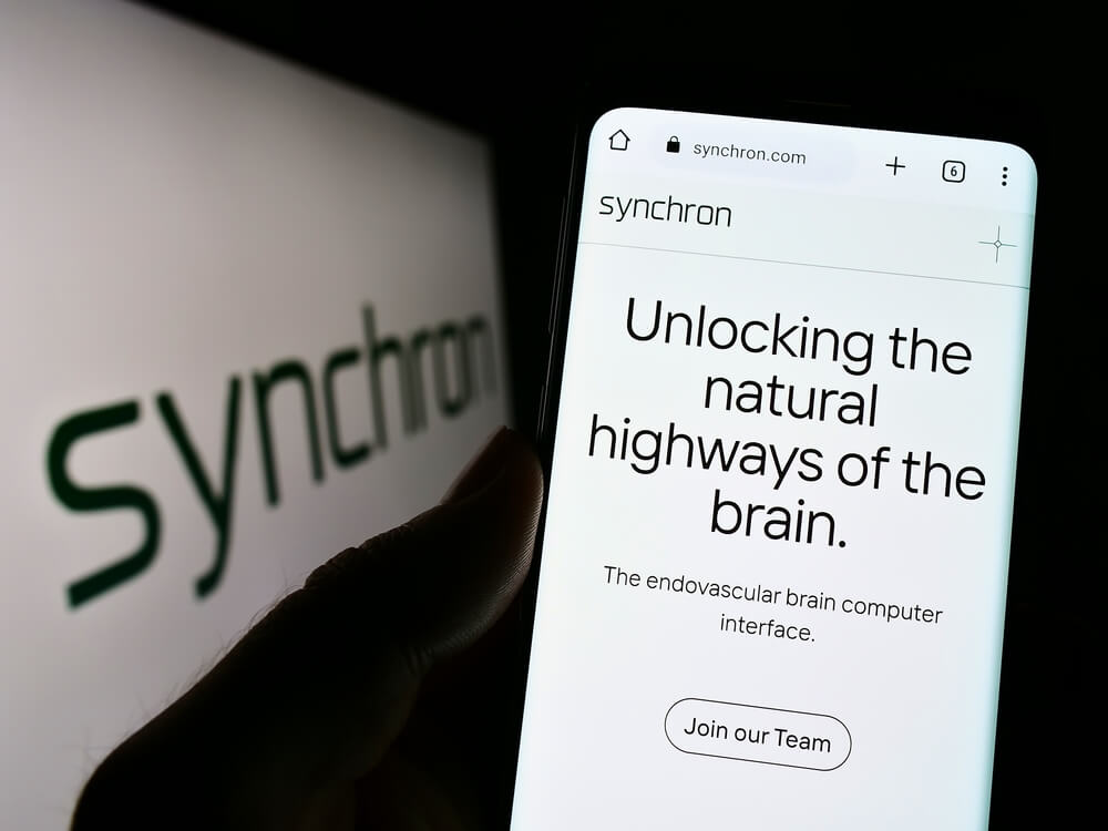 A screenshot of the Synchron website