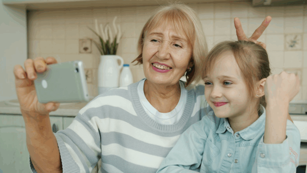 grandma taking a selfie with grandkid
