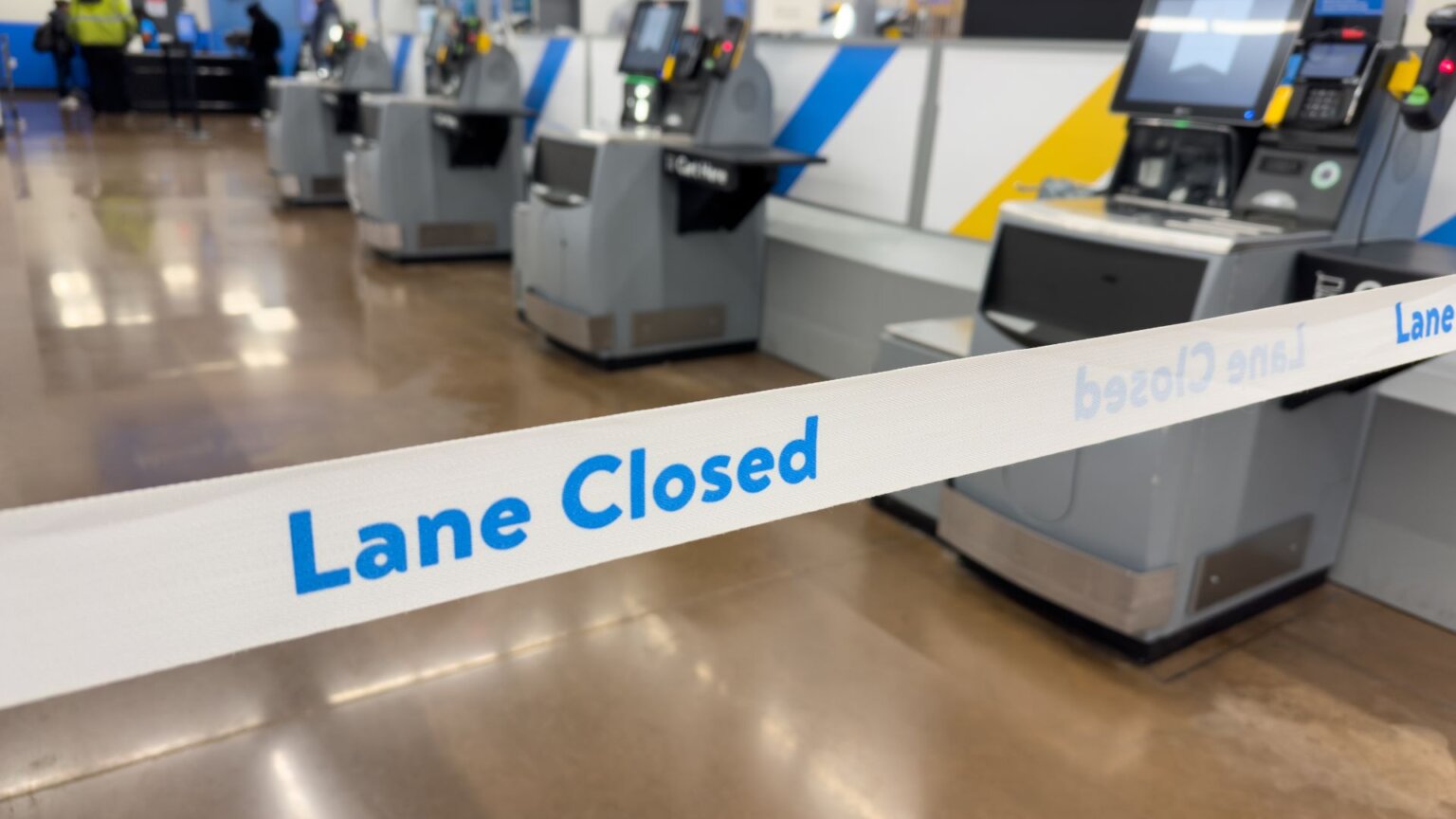 The Walmart self-checkout closed off