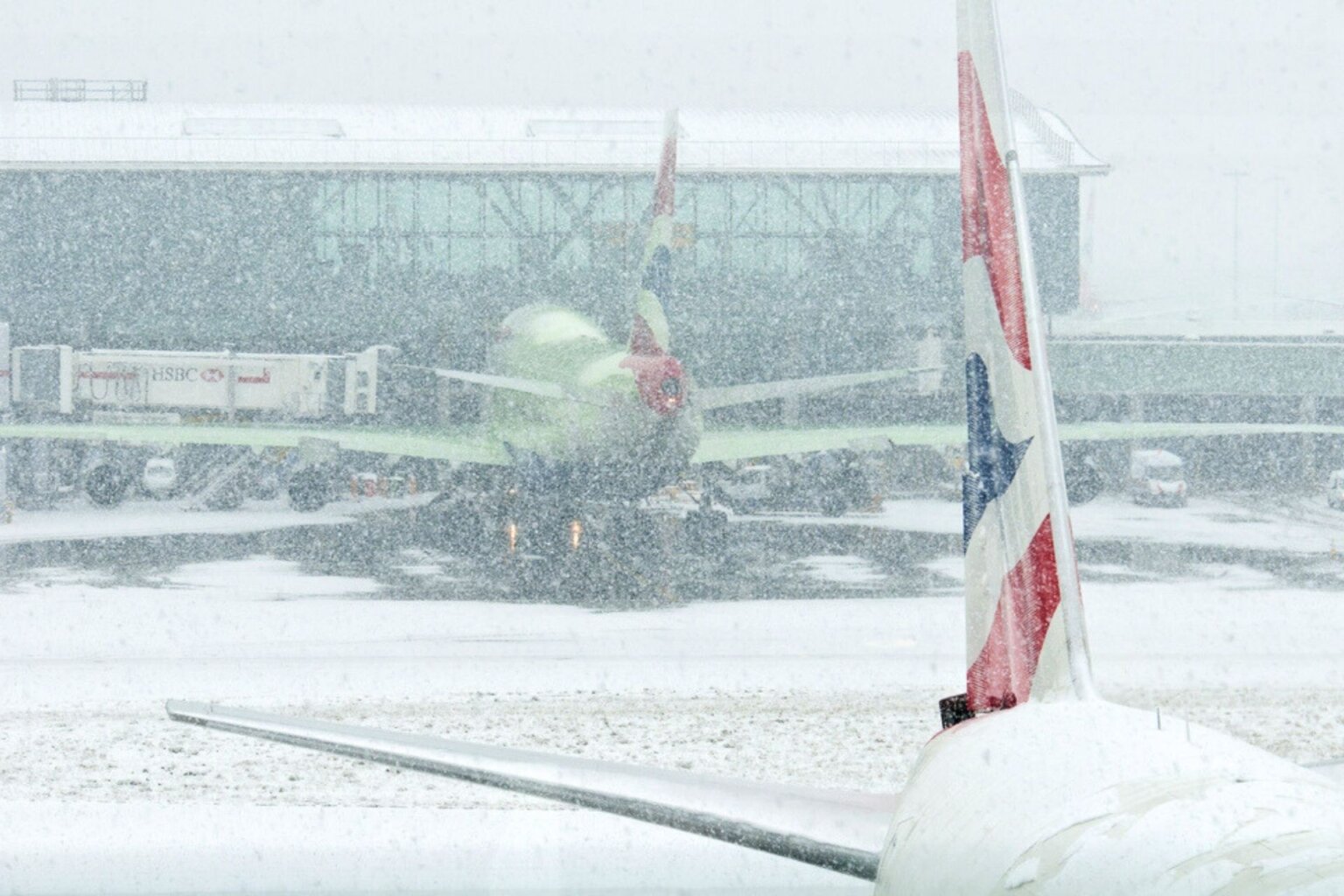 Airplanes in the snowstorm