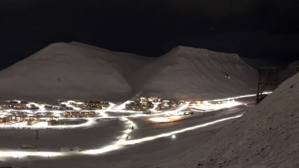 An alaskan town at night
