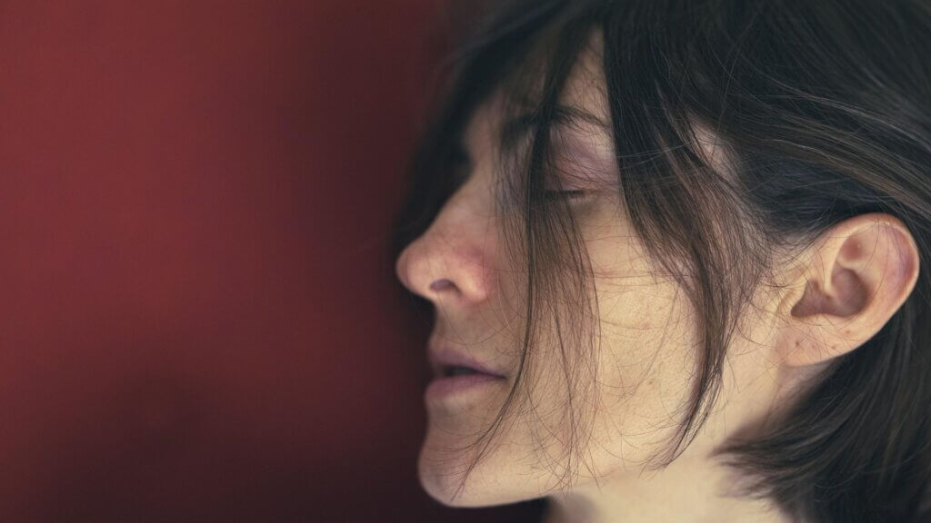 The side profile of a woman's face