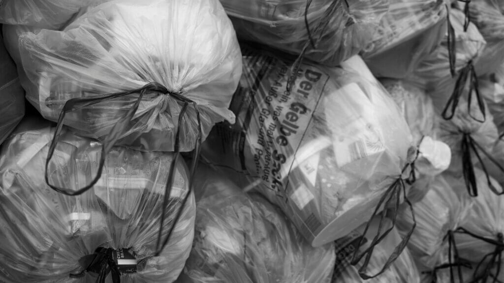 Piles of garbage bags
