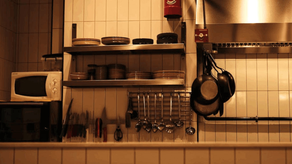 kitchen in low lighting