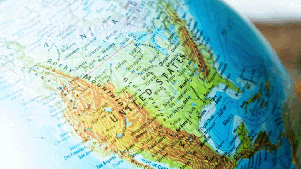 United State of America on the globe