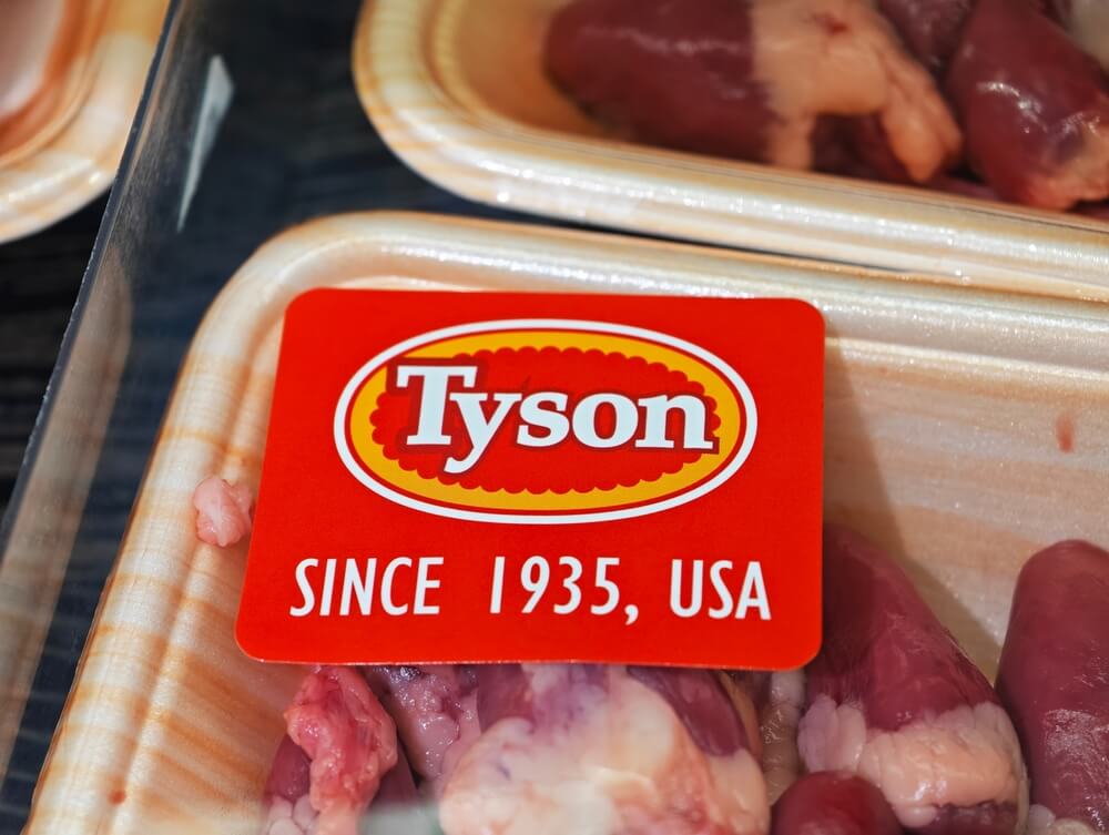 Tyson Foods brand logo on pack of raw meat