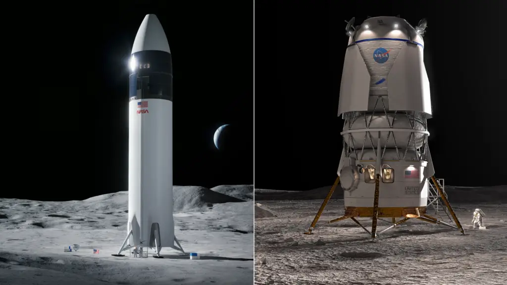 Rockets from nasa in the moon.