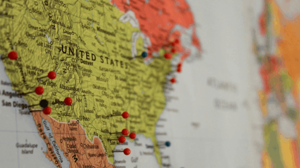 United State of America on the map