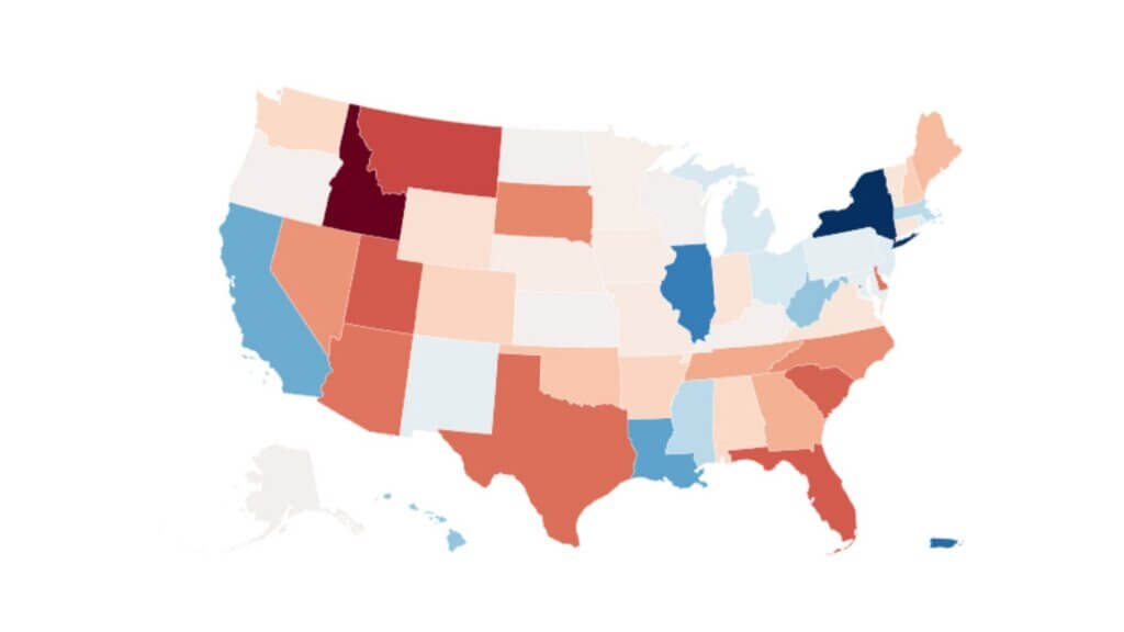 Data visualization webpage showing United States population estimates by state
