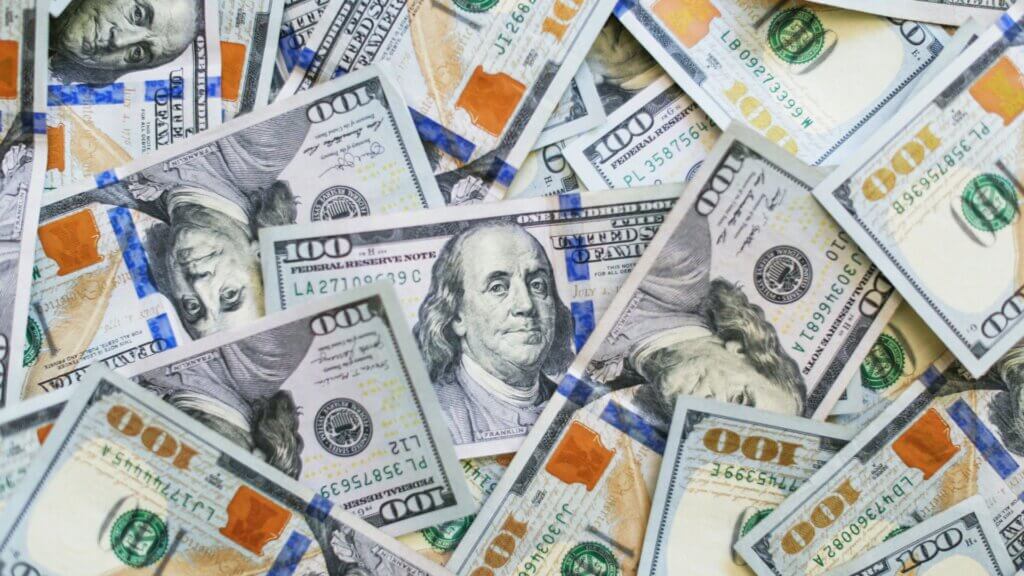$100 bill displaying a serial number with leading zeroes