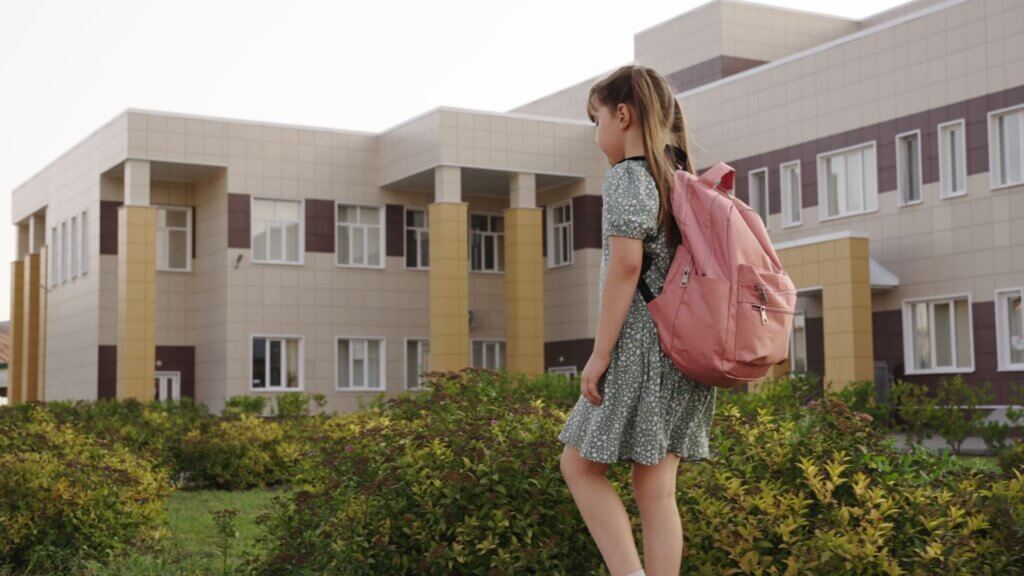Girl walking to school