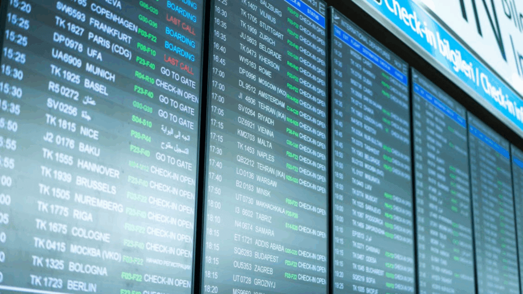 departure airport screen