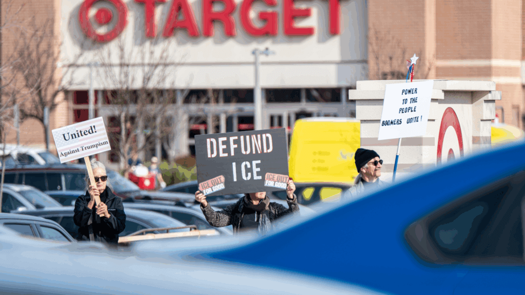 people on a protest outside Target