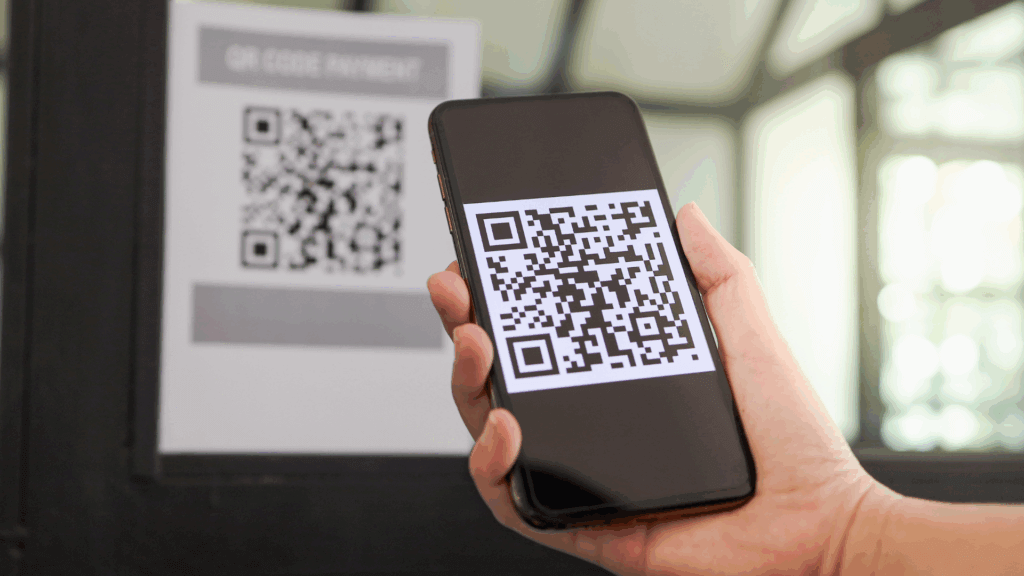 phone scanning a QR code
