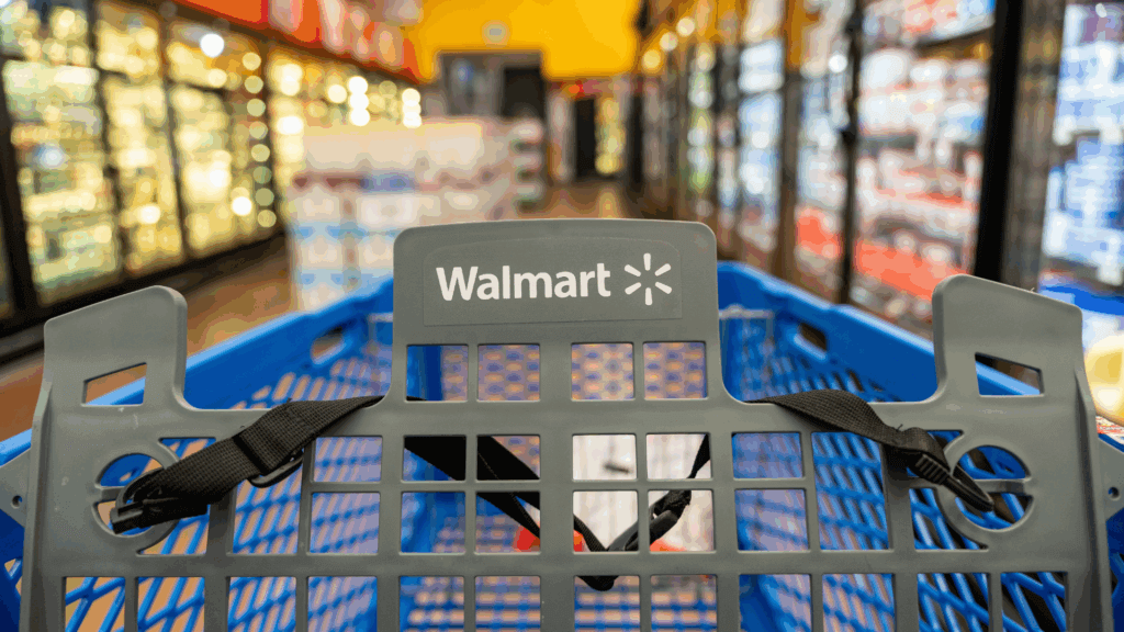 walmart cart pushed in the store