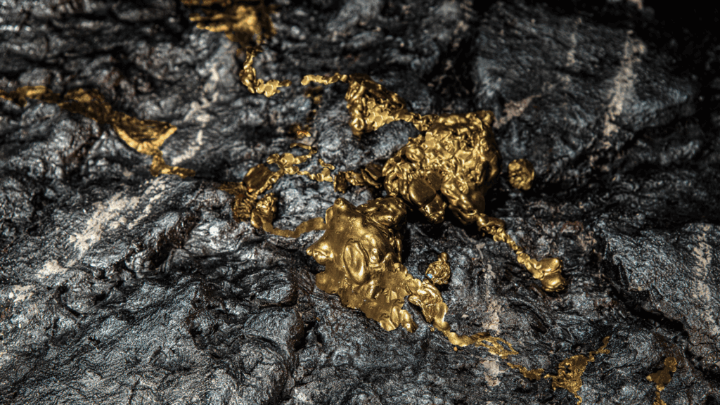 gold blending in the rocks