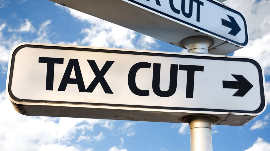 Street sign that says tax cuts