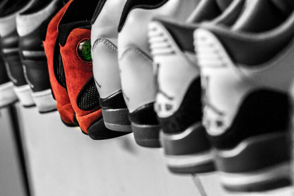 Sneakers collection on display