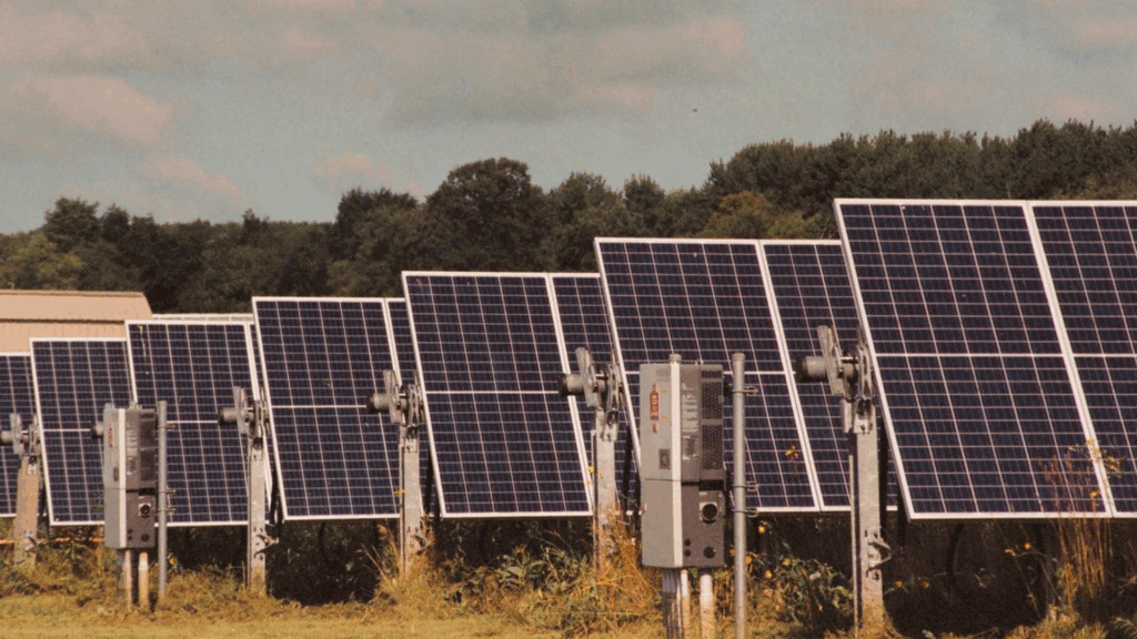 Solar panels lined up