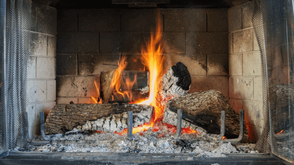 Fireplace being used