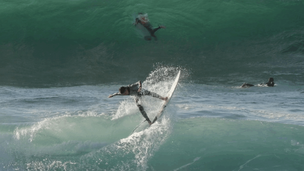 Man flying off the surfboard