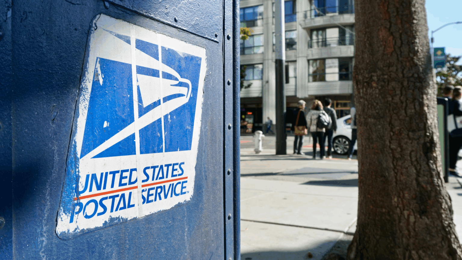 USPS mailbox side view