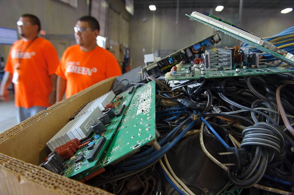 Electronic waste in carton box