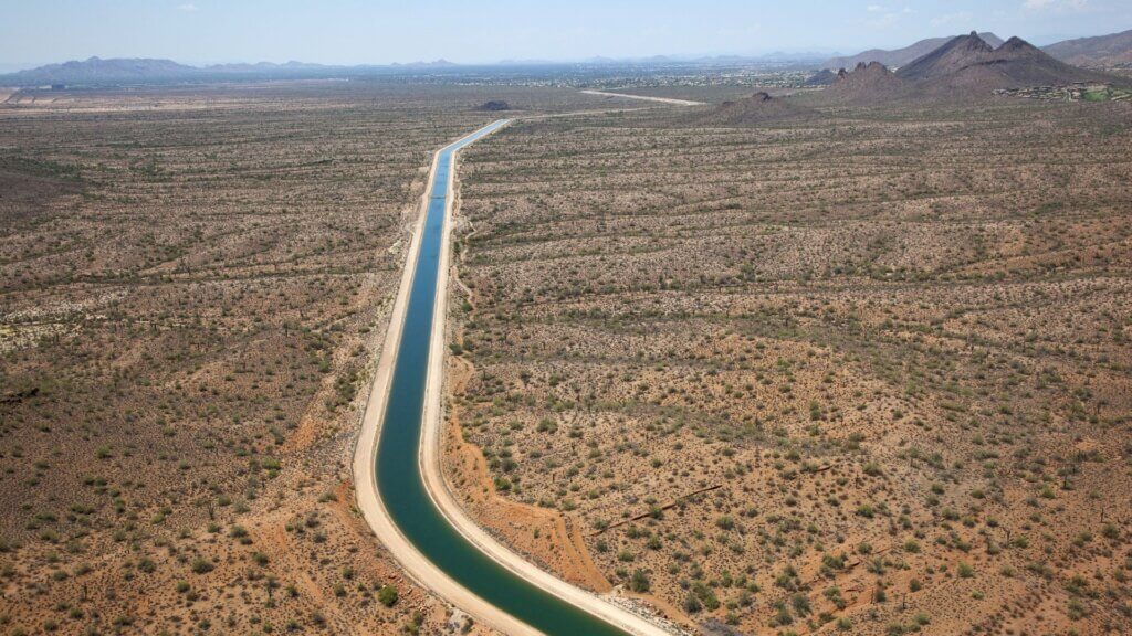 Central Arizona Project canal in the desert.