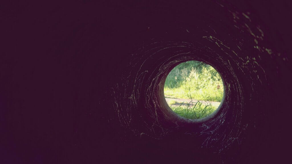 A circular underground tunnel.
