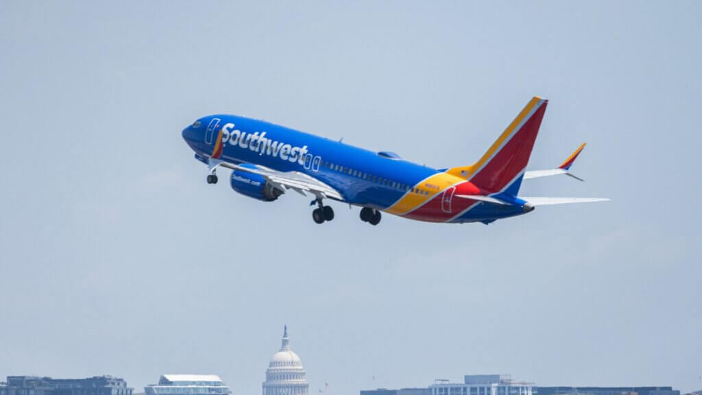 Southwest Airlines Boeing 737 aircraft during takeoff