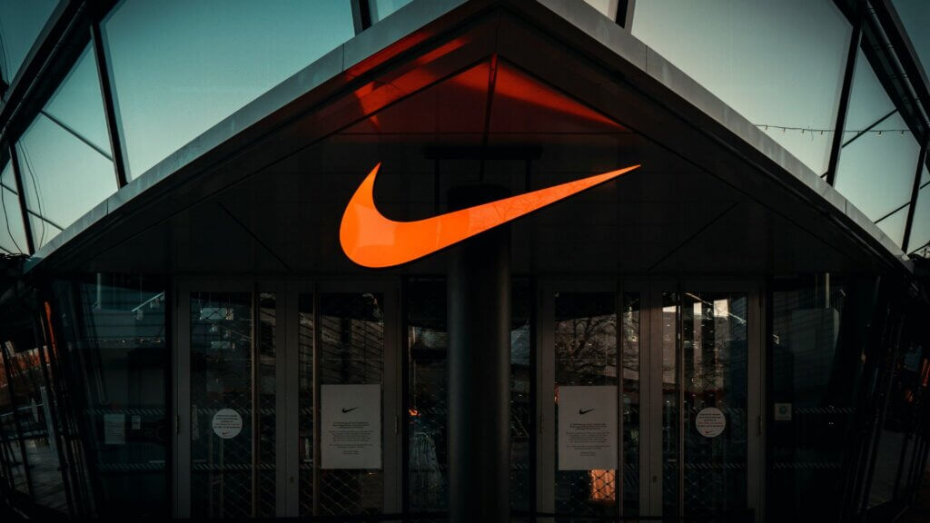 Nike corporate building with company signage displayed on the exterior