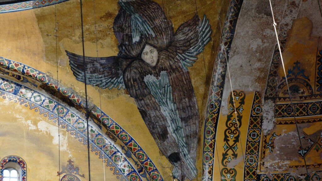 Mosaic of a six winged biblical seraphim