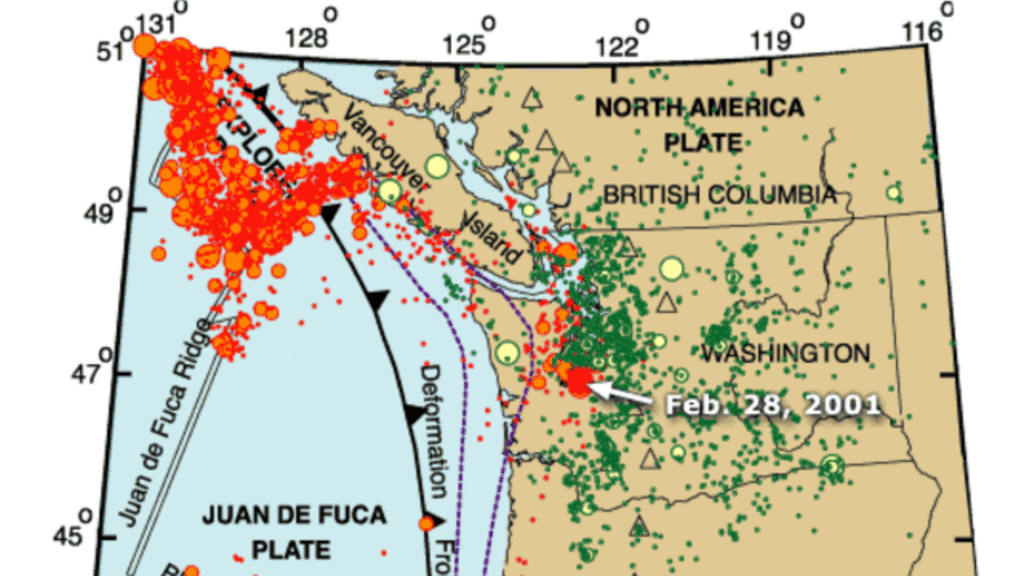 Juan de Fuca seismic record