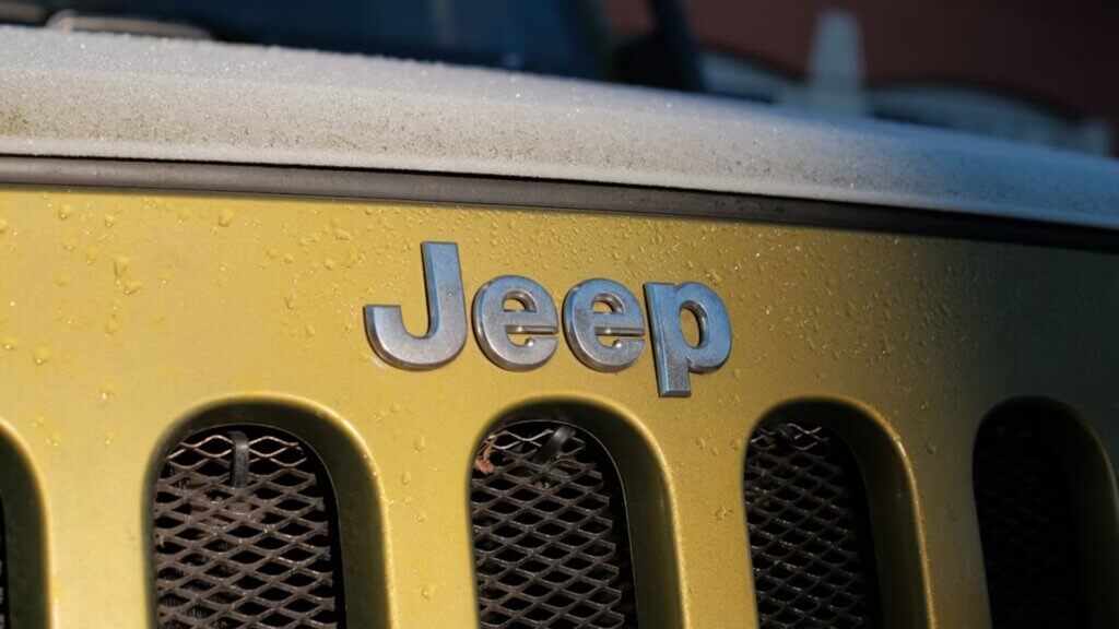 Jeep logo on the vehicle's grill
