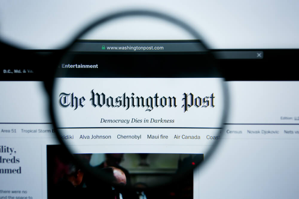 Illustrative editorial of The Washington Post website homepage