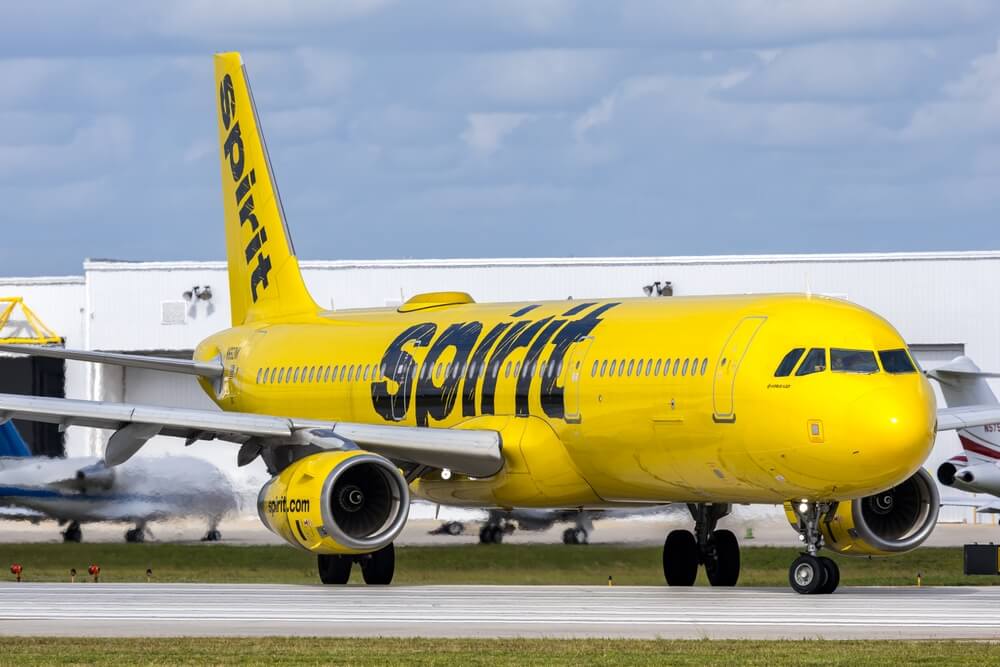 Spirit Airlines Airbus A321 airplane at Fort Lauderdale airport in the United States