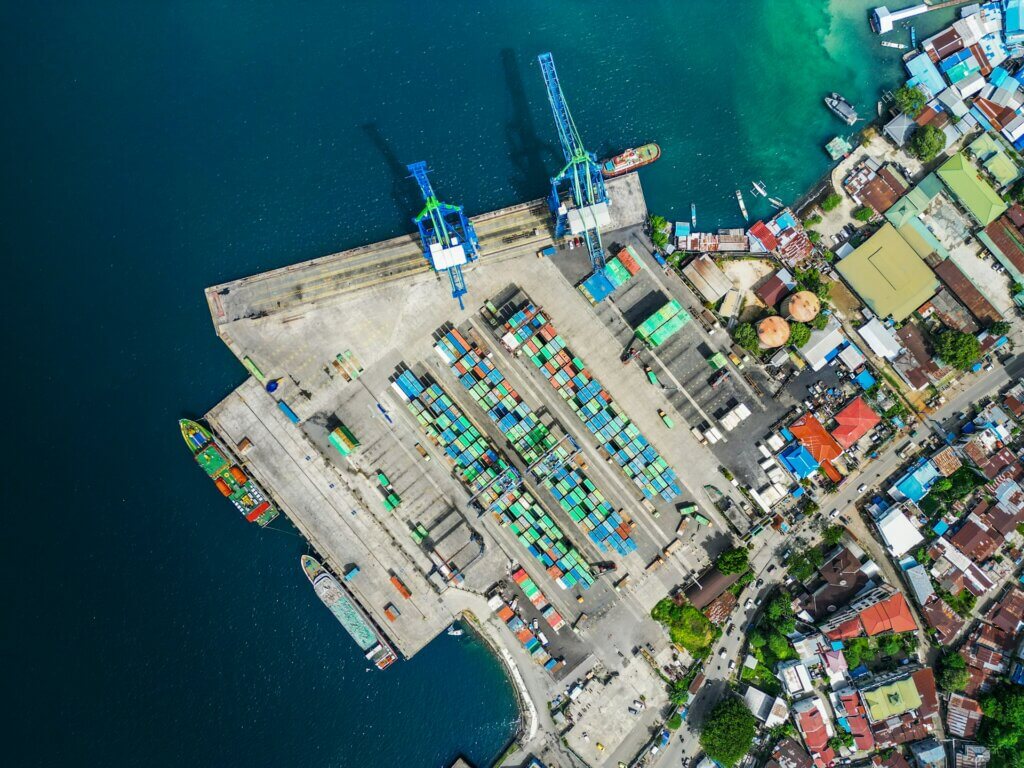 Aerial view of a port