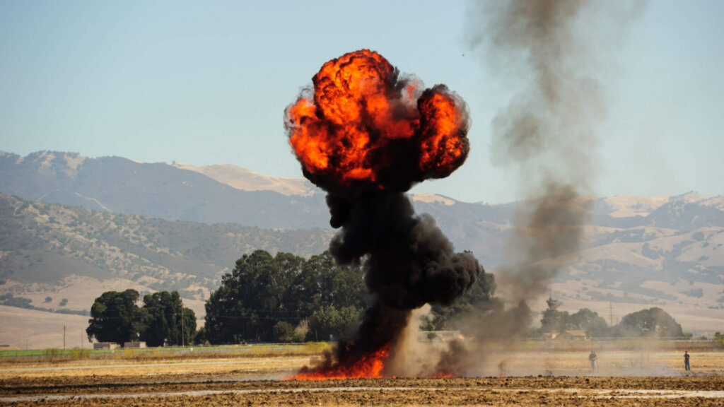 U.S. Army missile launcher vehicle displayed during a public event.