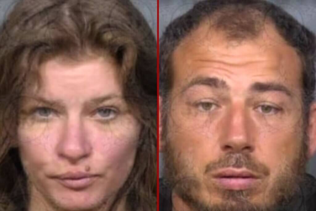 Robert Elderidge and Ashley Elderidge during their arrests.