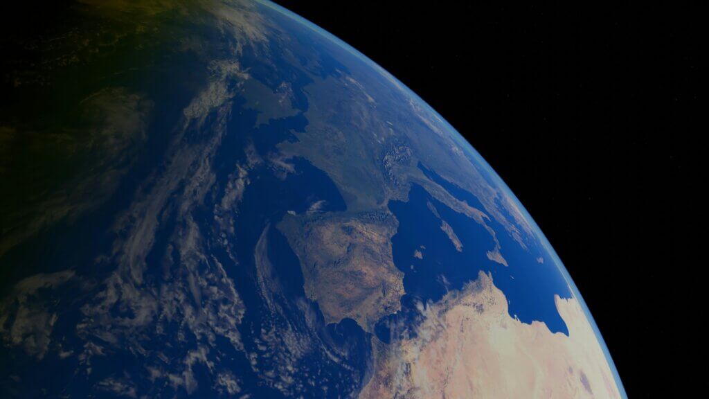 A quarter view of planet Earth from space shown in an image.