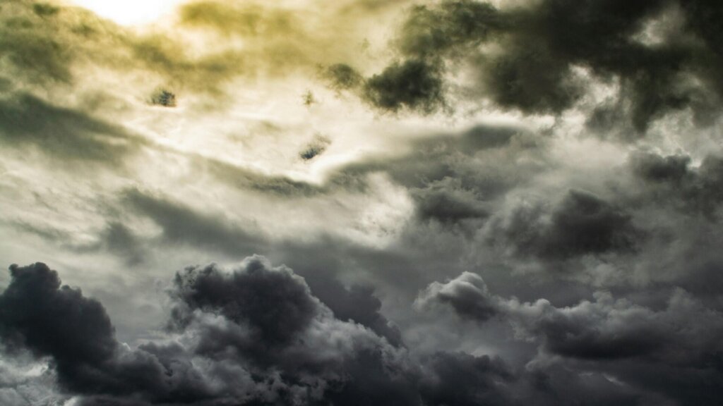 Dark storm clouds gathering in the sky before a severe weather event.