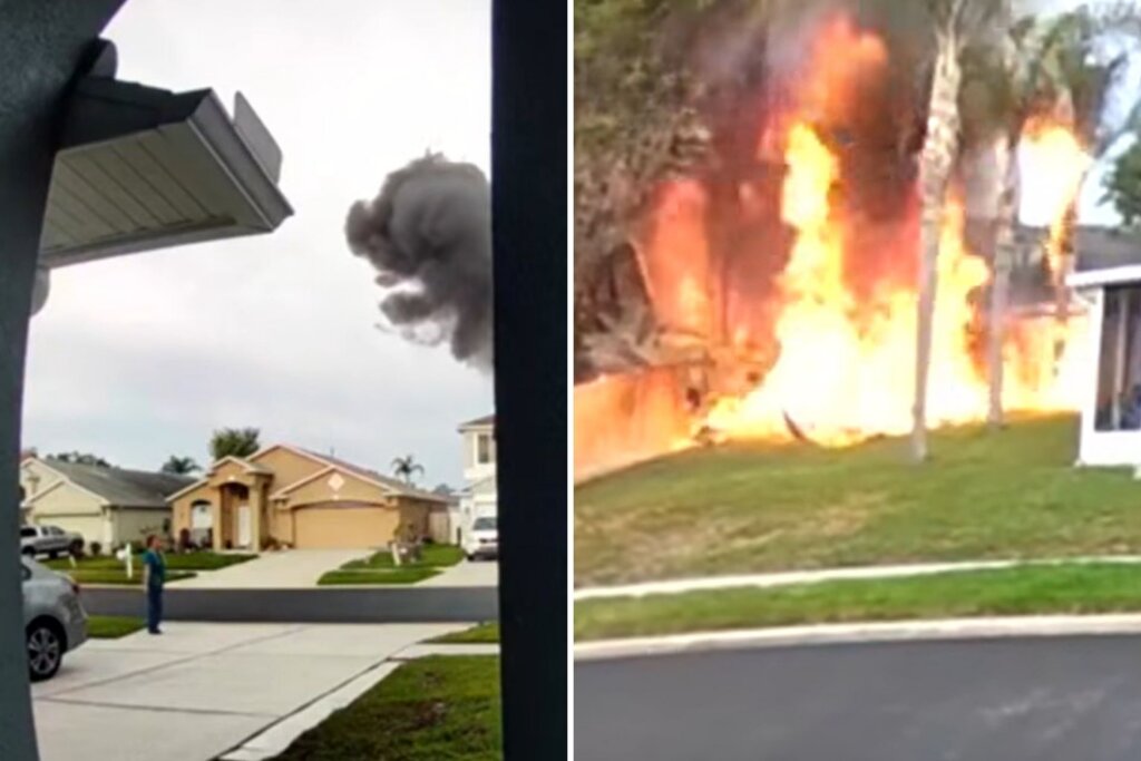 Footages of the explosion moments after the plane crash, as captured by residents' CCTV cameras.